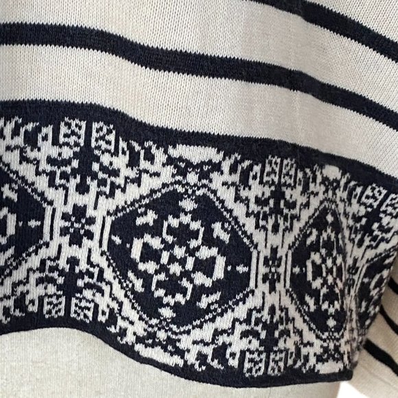 J. Jill Mariner Striped Damask Nautical Lace Up Lightweight Knit Pullover-L - Picture 3 of 13